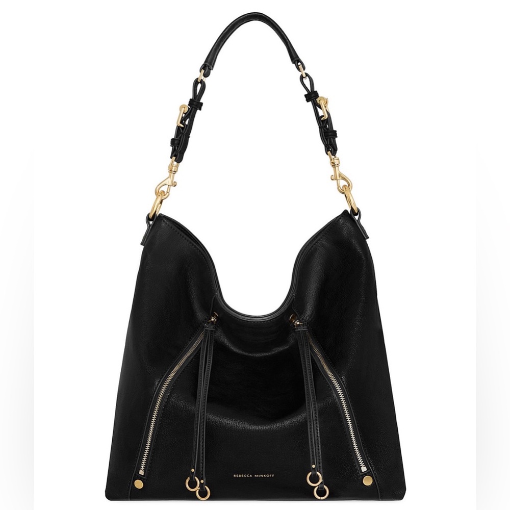 Rebecca Minkoff MD Rivington Hobo. Black/Gold.